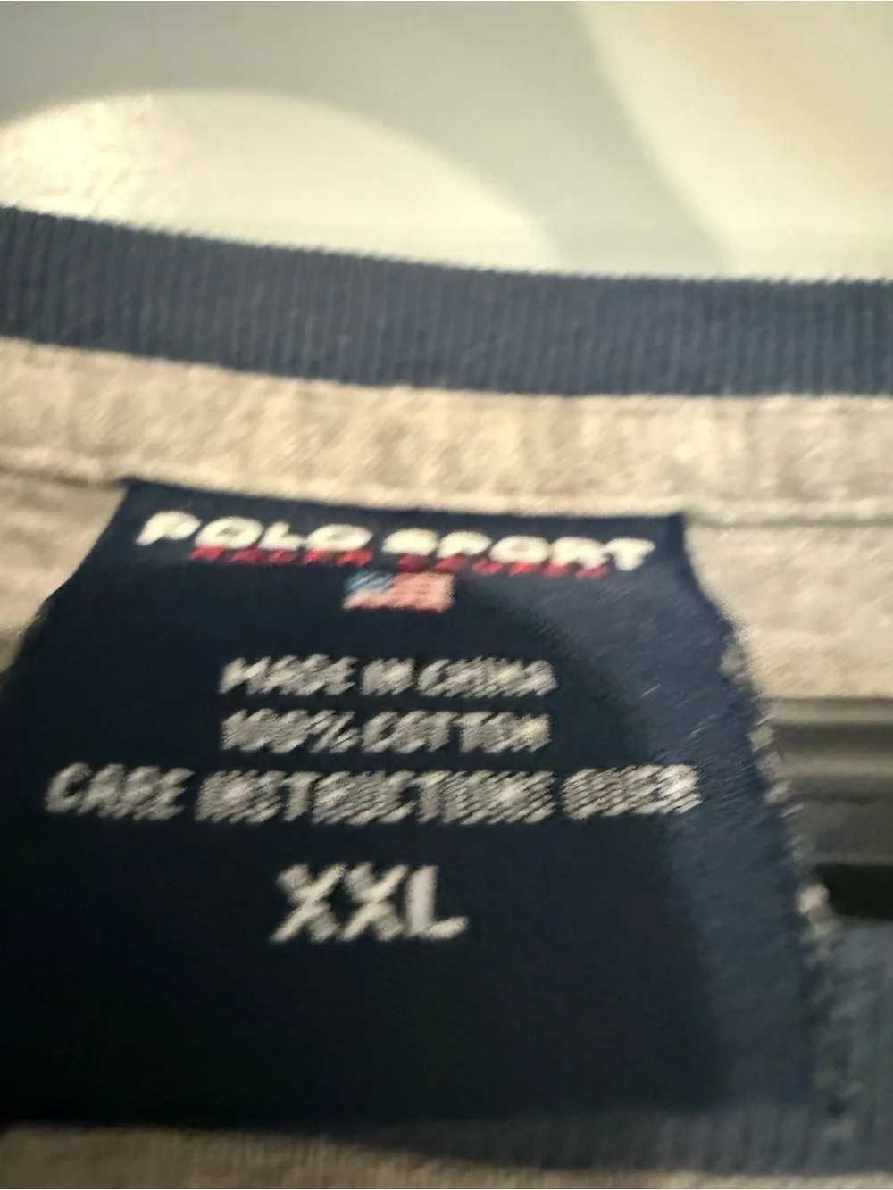 Vintage Polo by Ralph Lauren Grey Olympians Track Champions Tee with Navy Trim